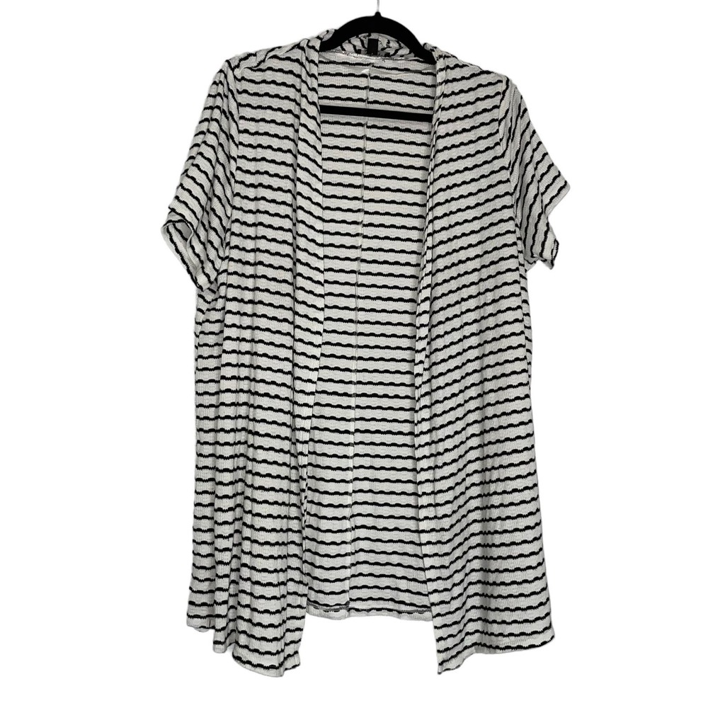 Lane Bryant Cardigan Thin White w/ Black Stripe Knit 18/20
